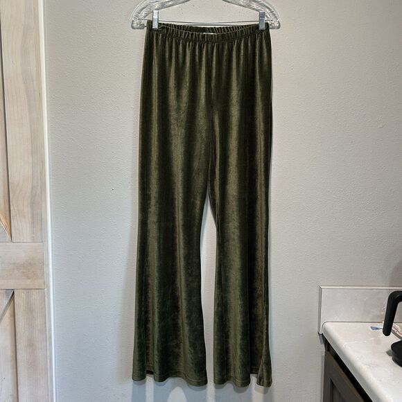 Chatoyant Bell Botton Pants 1X Green Flare Brown Hippie Festival Goblincore - Picture 1 of 9